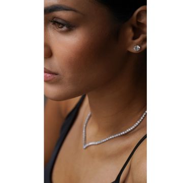 Carat London Eternal Four Prongs 9K White Gold Stud Earrings