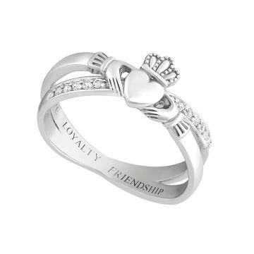 Sterling Silver Claddagh Kiss Ring Size 6