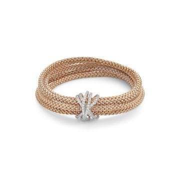 Fope 5 Row Rose Gold and Diamond Bracelet