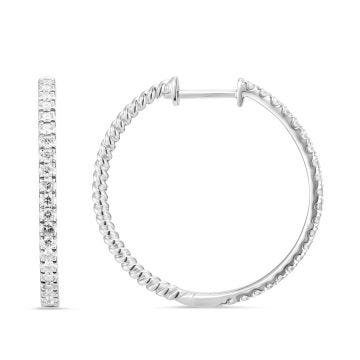 18k White Gold and .50ct Diamond Hoop Earrings
