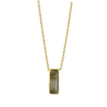 Yellow Gold Manhattan Labradorite Pendant Necklace