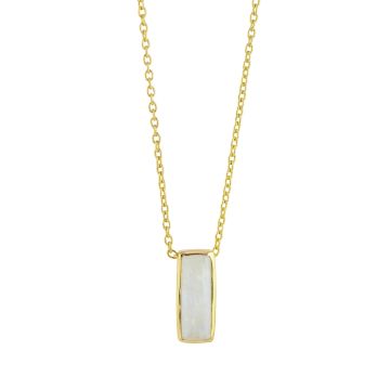 Yellow Gold Manhattan Moon Stone Pendant Necklace