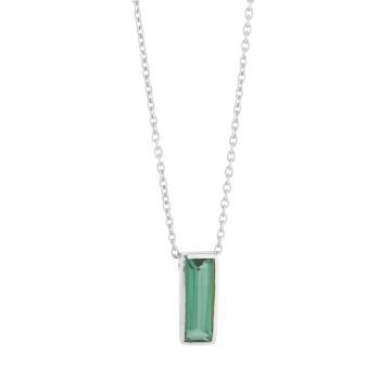 Silver Manhattan Green Tourmaline Pendant Necklace