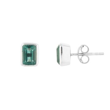 Silver Manhattan Green Tourmaline Stud Earrings