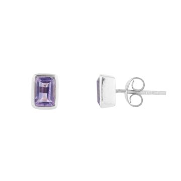 Silver Manhattan Amethyst Stud Earrings