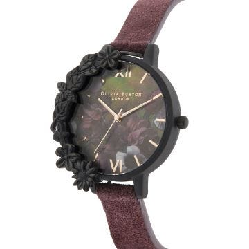 Olivia Burton After Dark Wine Velvet Strap Watch