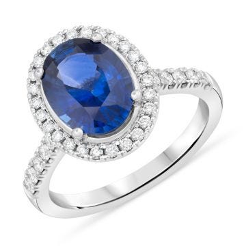 Platinum And Oval Cut Sapphire Ring