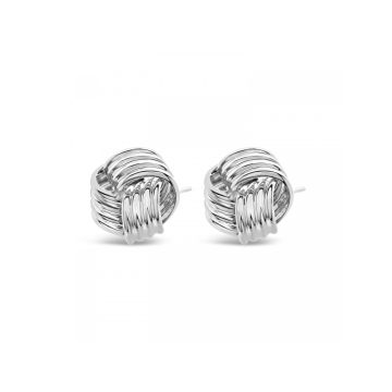 9k White Gold Large Knot Style Stud Earrings