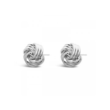 9k White Gold Ribbed Loop Knot Stud Earrings