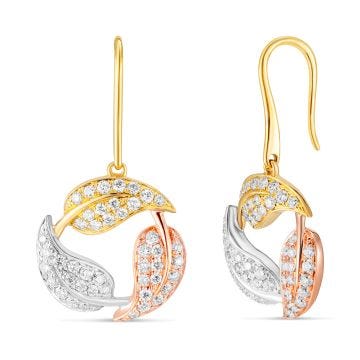 Platinum Golden Rose Cluster Dangle Earrings