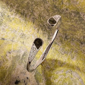 Solvar Sterling Silver & Connemara Marcle Trinity Knot Bangle