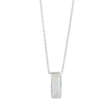 Silver Manhattan Moon Stone Pendant Necklace