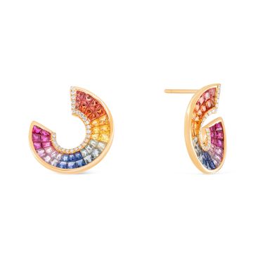 18k Rose Gold Rainbow Sapphire Earrings