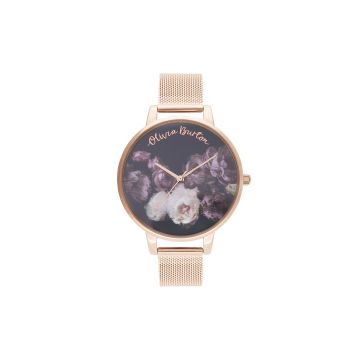 Olivia Burton Fine Art 38mm Stainless Steel Rose PVD Plated Quartz Watch with Mesh Strap