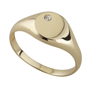 9k Yellow Gold & Cubic Zirconia Signet Ring