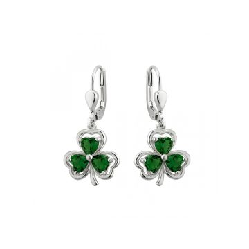Solvar Green Crystal Shamrock Drop Earrings.