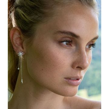 CARAT London Nova White Gold Plated Drop Earrings