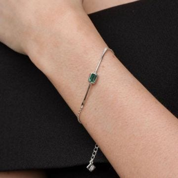 Silver Manhattan Green Tourmaline Bracelet