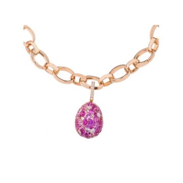 Faberge 18k pink gold emotion egg pendant