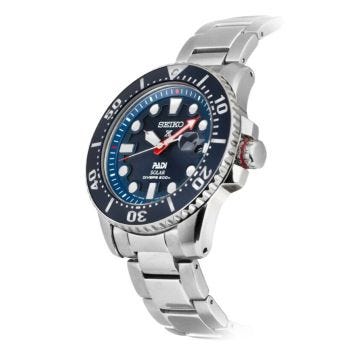 Seiko Padi Special Edition Solar Divers, Prospex 43.5mm, Blue Dial, Solar Quartz Movement, Stainless Steel Case, Stainless Steel Bracelet Watch sne549p1
