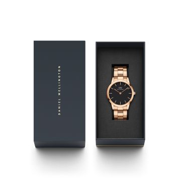 Iconic Link 40mm Black Dial Quartz Movement Rose Gold Plated Watch