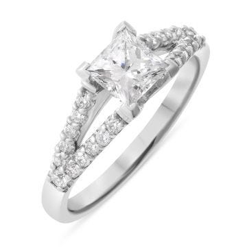Platinum Princess Cut  0.98ct Diamond Set Ring