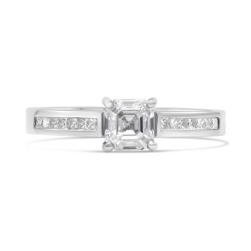 McDowells Platinum Asscher Cut 0.77ct Diamond Set Ring
