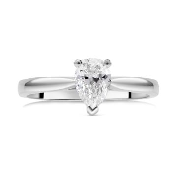 McDowells Platinum Pear Shape Solitaire 0.77cts Diamond Ring