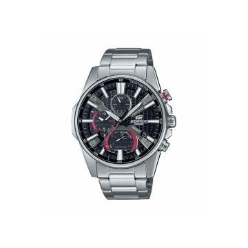Edifice Solar 50mm x 45.2mm Black Dial Quarts Movement Stainless Steel Bracelet Watch
