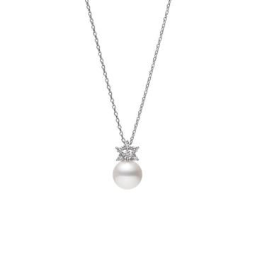 Mikimoto 18 Carat White Gold Pearl & Diamond Necklace