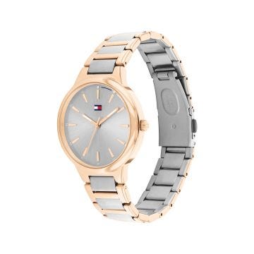 Bella Ladies 36mm Grey Dial Quartz Movement Two-Tone Stainless Steel Bracelet Watch