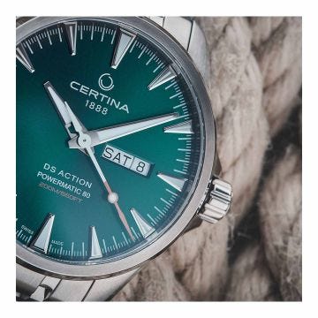 DS Action Day-Date 41mm Green Dial Automatic Stainless Steel Bracelet Watch