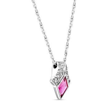 18k White Gold, Ruby and Diamond Pendant