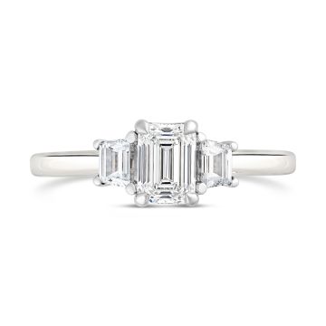 Weir Collection Platinum Emerald Cut Diamond Three Stone Ring