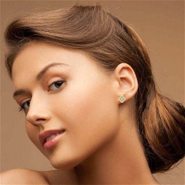 Weir Collection 18K Yellow Gold Diamond Flower Stud Earrings