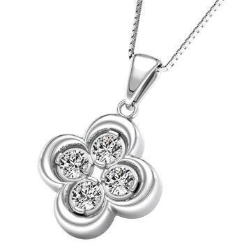 Weir Collection 18K White Gold Diamond Flower Pendant