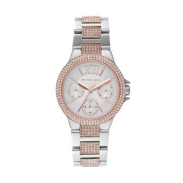 Camille 33mm, Silver Dial, Quartz Movement, Crystal Set Stainless Steel & Rose Gold PVD Watch