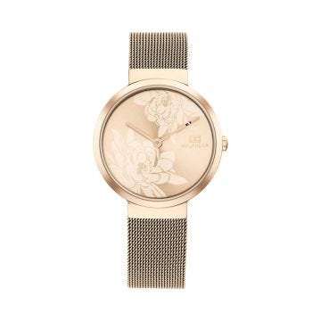Libby Ladies 32mm Gold Dial Quartz Movement Rose Gold PVD Strap Watch