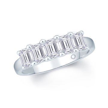 1.50 ct pl Emerald 5 Stone Traditional Claw Eternity Ring Size M