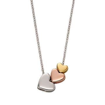 Celebrate special occasions with the Silver Three Coloured Elisa Heart Necklace, a charming and meaningful gift perfect for christening or communion. This necklace features three different-sized hearts, symbolizing love and unity.