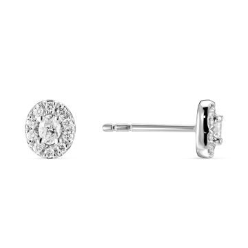 Weir Collection 18k White Gold Oval Cut Diamond Halo Earrings