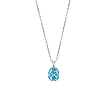 Faberge Heritage 18k Gold Teal Guilloche Enamel Egg Pendant
