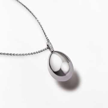 Faberge Essence 18k White Gold Egg Pendant