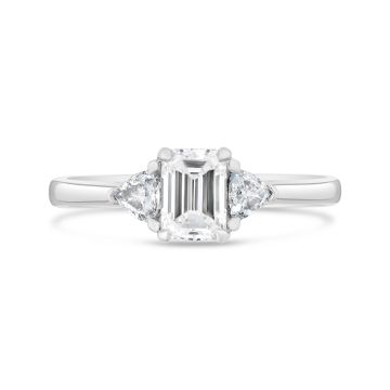 Weir Collection Platinum Emerald Cut Diamond Three Stone Ring
