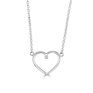Celebrate special moments with the Silver Naya Open Heart Necklace, featuring a delicate small diamond accent, making it the perfect gift for christening or communion. This necklace showcases an open heart design, symbolizing love and devotion