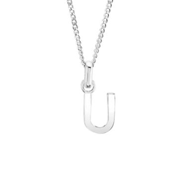 Sterling Silver U Initial Necklace