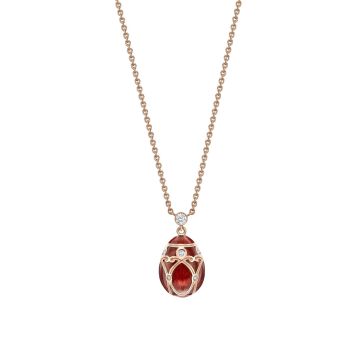 Faberge Heritage Palais 18k Gold Red Guilloche Enamel Egg Pendant