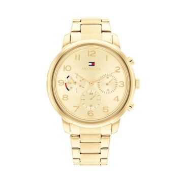 Isabel Ladies 38mm Grey Dial Quartz Movement Gold-Plated Stainless Steel Bracelet Watch