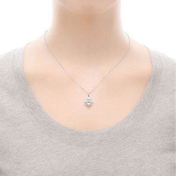 Mikimoto 18k White Gold 5.25mm Akoya Pearl & Diamond Cluster Pendant Necklace