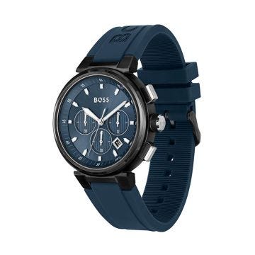 One 44mm Navy Dial Quartz Movement Rubber Strap Watch